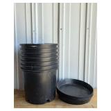 Black Plastic 5 Gal Nursery Pots W/Saucers