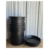 Black Plastic 5 Gal Nursery Pots W/Saucers