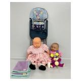 Doll High Chair, Vinyl Doll Pink Dress,Chubby Doll