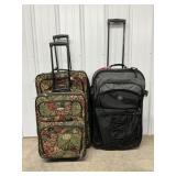 Black & Floral Print Suit Case Sets