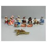 Fenton Snowman, Christmas Girl Figurines