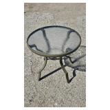 Round Outdoor Side Table W/Glass Top
