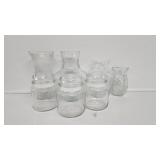 Glass Storage Jars(3), Clear Vases(4)