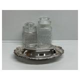 Silver-Plated Lidded Serving Dish, Glass Canisters