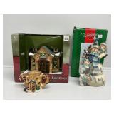 Village House, Snowman W/Kids & Votive Holder