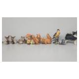 Rabbit Salt and Pepper Shakers, Raccoon Figures,