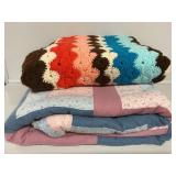 Patchwork Quilt & Crochet Ripple Pattern Blanket