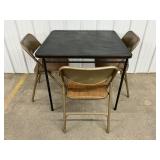 Folding Table w/ 3 Metal Chairs