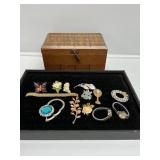 Floral Pins, Watches(2) Small Jewelry Box