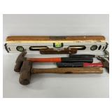Levels(4), Claw Hammers(2),Sledge&Tack Hammer