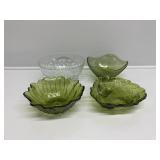 Green Candy Dishes(3) Clear Glass Bowl