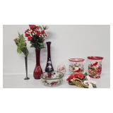 Fenton Ruby Red Swung Bud Vase, Crackle Glass