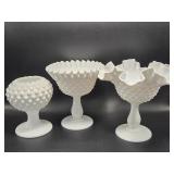 Fenton Milk Glass Hobnail Compote, Milk Glass