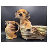 Made in Slovaki Parrot Creamer Dish, Ceramic Dog