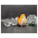 Glass Bird, Glass Bunny, Glass Paperweight,