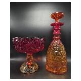 Amberina Glass Decanter, Amberina Moon and Stars