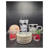Stone Coasters, Tomatoe Juice Glasses(2), Bird