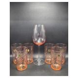 Pink Glass Dotted Wine Glass, Arcoroc Pink