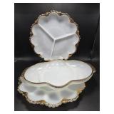 Milk Glass Deviled Egg Tray, Divided Dish(2)