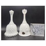 Fenton Spanish Lace Bell, Fenton Satin White Bell