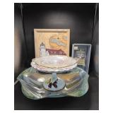 Point Betsie Wall Art, Floral Footed Platter,