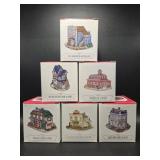 Miniature Building Figurines (6) In Boxes