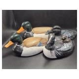 Ceramic Mallard Ducks(2), Wooden Loon, Ceramic