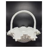 Fenton Milk Glass Hobnail Basket