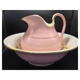 Ceramic Pink Pitcher with Wash Basin