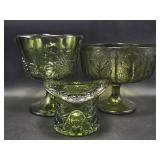 Avocado Green Glass Compote, Green Harvest Grape