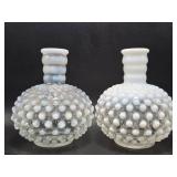 Opalescent Hobnail Glass Perfume Bottles(3)