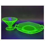Uranium Glass Plate and Federal Glass Sherbert