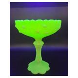 Fenton Satin Cusatrd Glass Footed Compote
