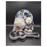 Elvis Plate, Tin, Bear & Glass Christmas Ornament