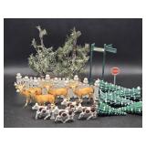 Christmas Village Trees, Fence & Street Signs