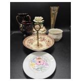 Greek Vase, Fluted Vase, Rose Trinket Box, Ruby