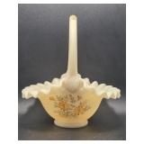 Fenton Custard Yellow Signed Basket