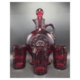 Ruby Red Decanter Set with Glasses(3)
