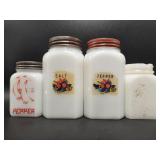 Milk Glass Salt and Pepper Shakers(4)