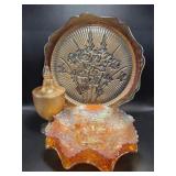 Marigold Carnival Glass Platter, Marigold