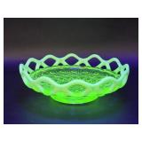 Imperial Glass Opalescent Uranium Lace Edge Bowl