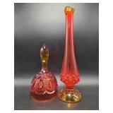 Amberina Swung Vase, Amberina Moon and Stars Bell