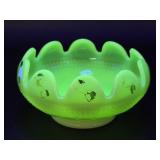 Opalescent Vaseline Glass Berry Bowl