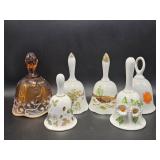 Fenton Opalescent Amber Bell, Floral Bells(3),