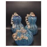 Blue Glass Pumpkins(3)