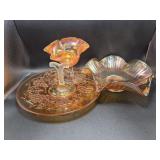 Grape Pattern Marigold Carnival Glass Tidbit