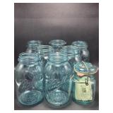 Blue Glass Jars(8)
