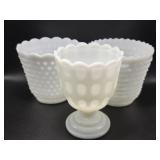Fire King Milk Glass Hobnail Compote, Milk Glass