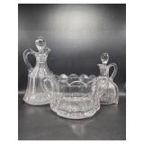Glass Serving Bowl, Glass Decanters(2)