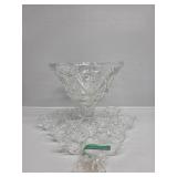 Cut Glass Punch Bowl with Cups(11)